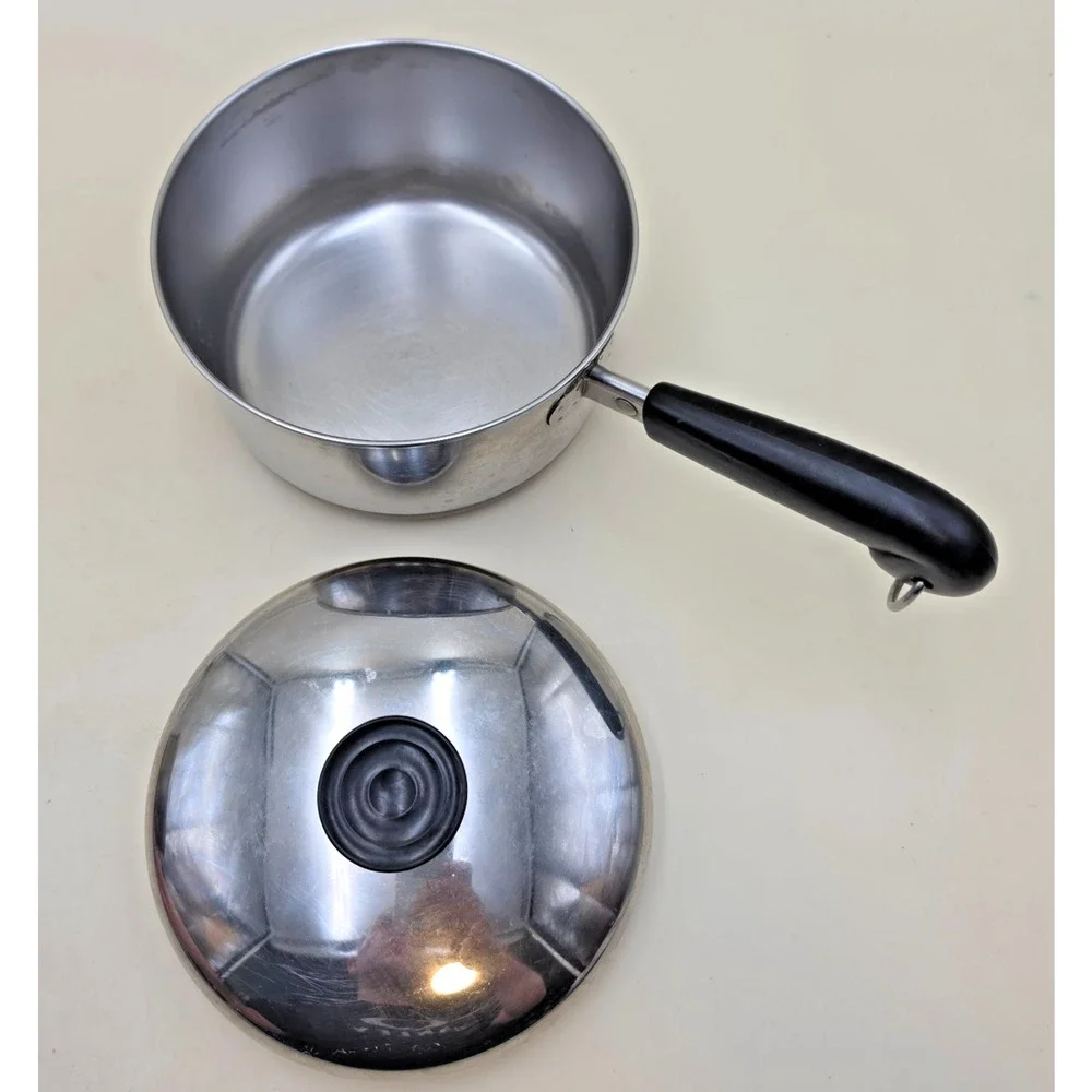 Revere Ware 1801 Saucepan Set 1.5 & 3 Quart Copper Bottom Stainless Clinton USA
